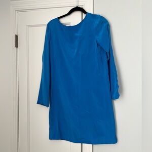 Tibi Blue Long Sleeve Silk Dress